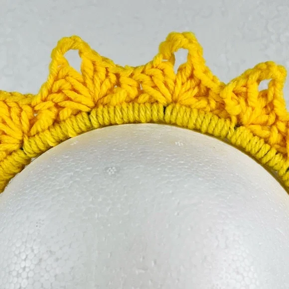 Yellow Crochet Crown Headband - Picture 2 of 5